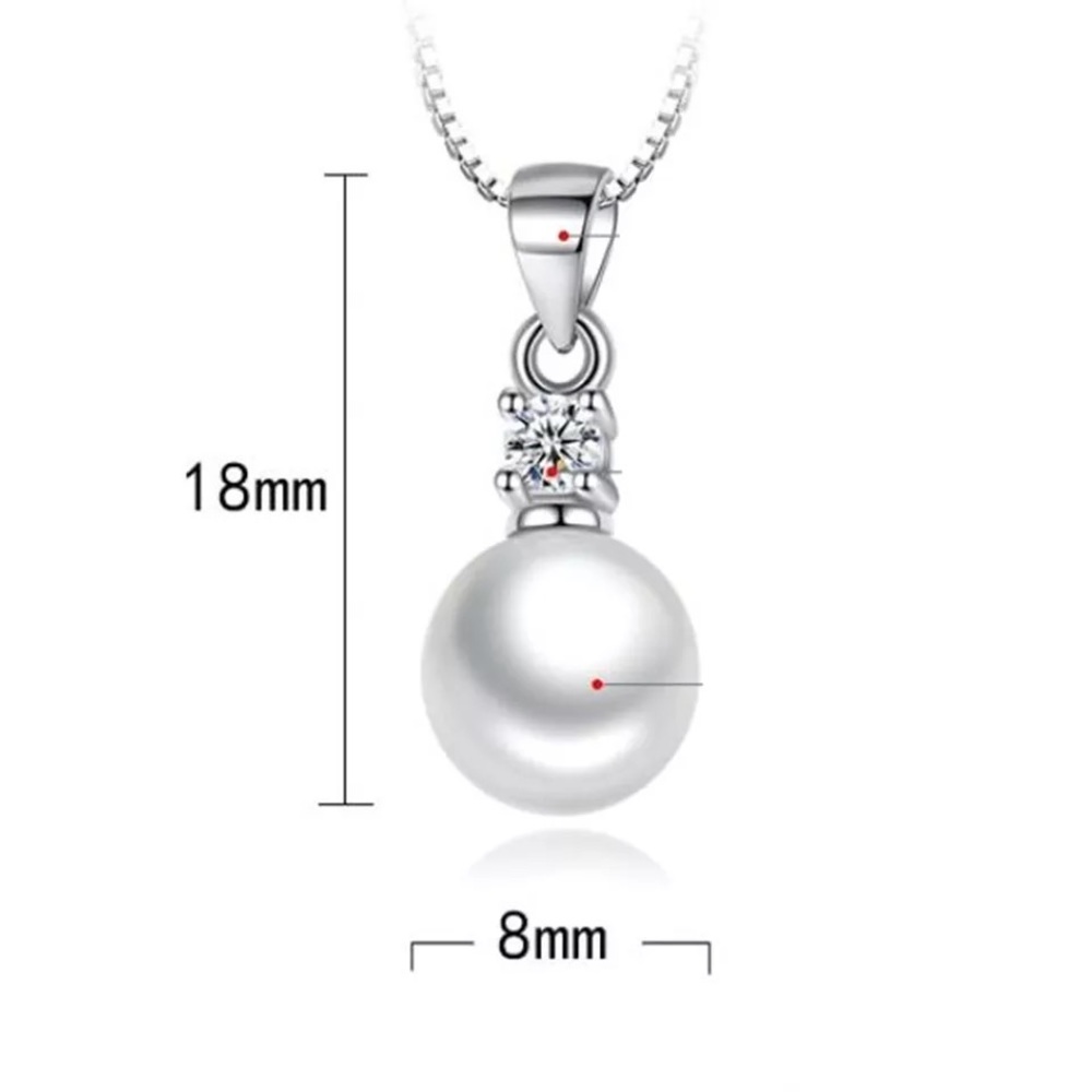 Clearance! 925 S crystal zircon pearl necklace - Picture 4 of 6
